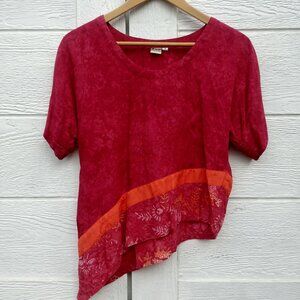 Island Girl Antigua West Indies asymmetrical pink orange soft blouse top tee